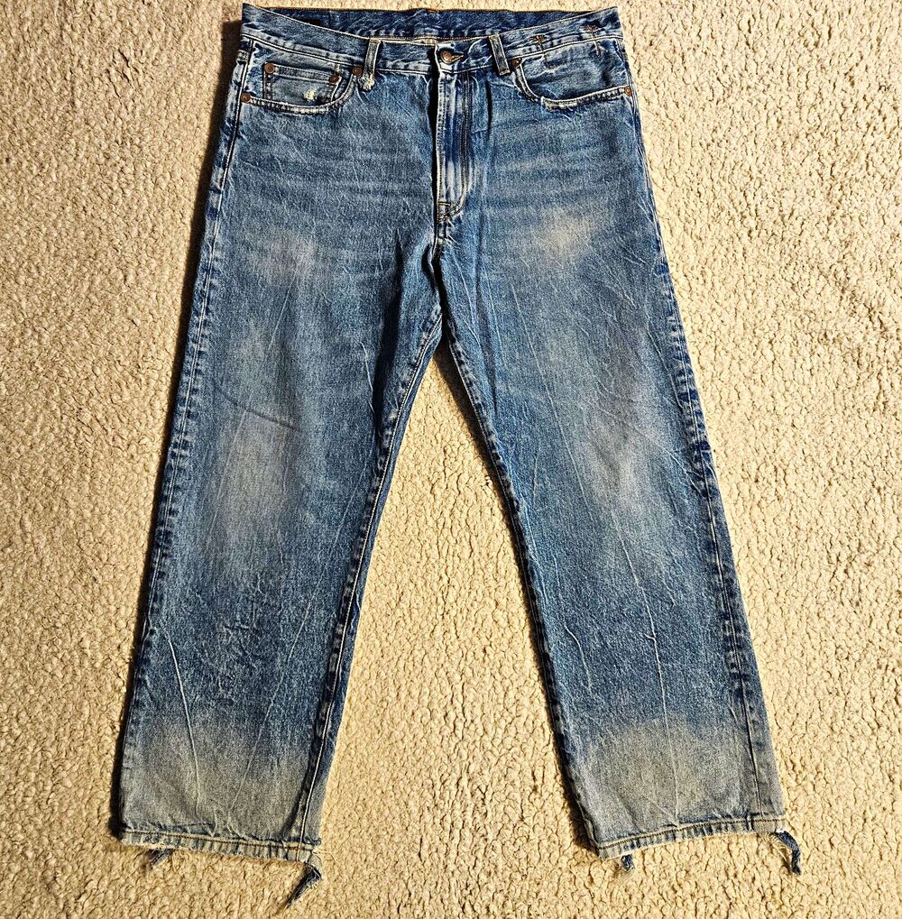 R13 Boyfriend Jeans Size 30 Kelly Wash Distressed Hem Candiani Denim Italy Made